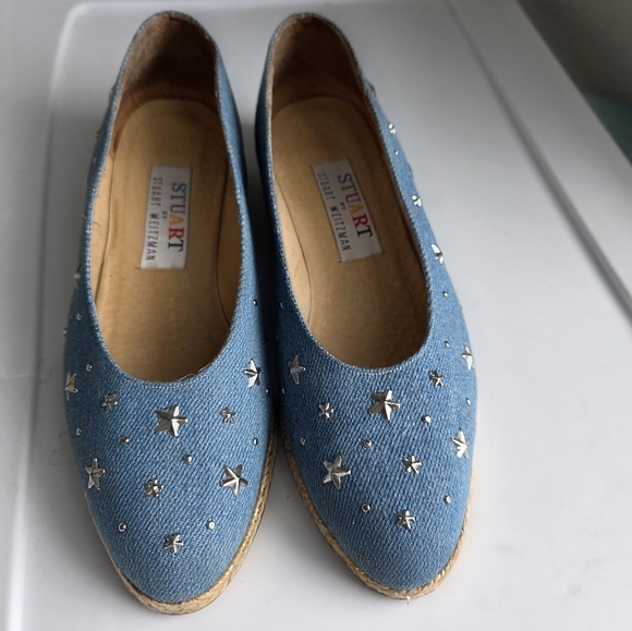 Vintage Stuart Weitzman Blue Jean Star Wedges Size 7.5 - Picture 3 of 9